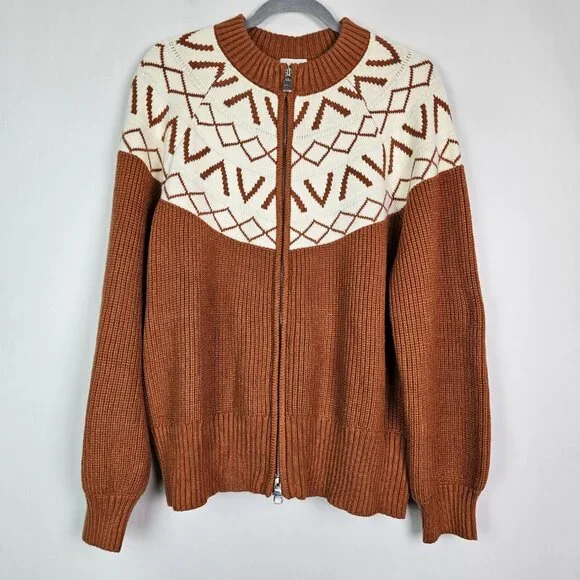 Varley Alys Fair Isle Knit Jacket Roasted Pecan M - Picture 3 of 8